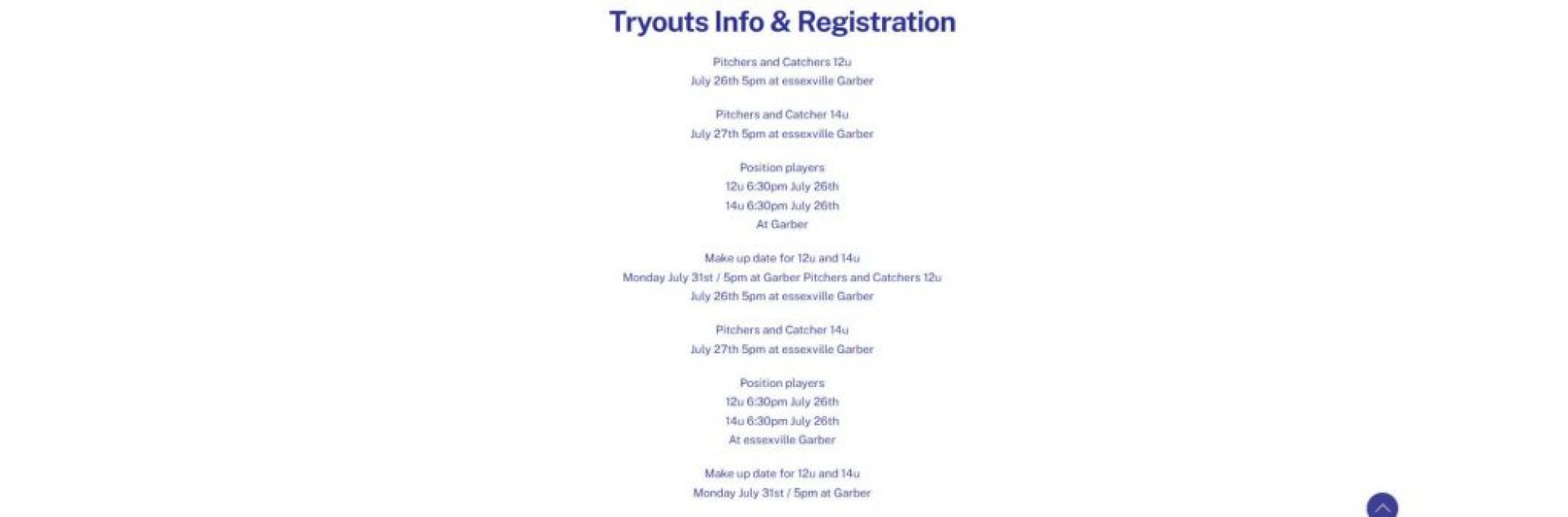 REGISTER FOR TRYOUTS TODAY